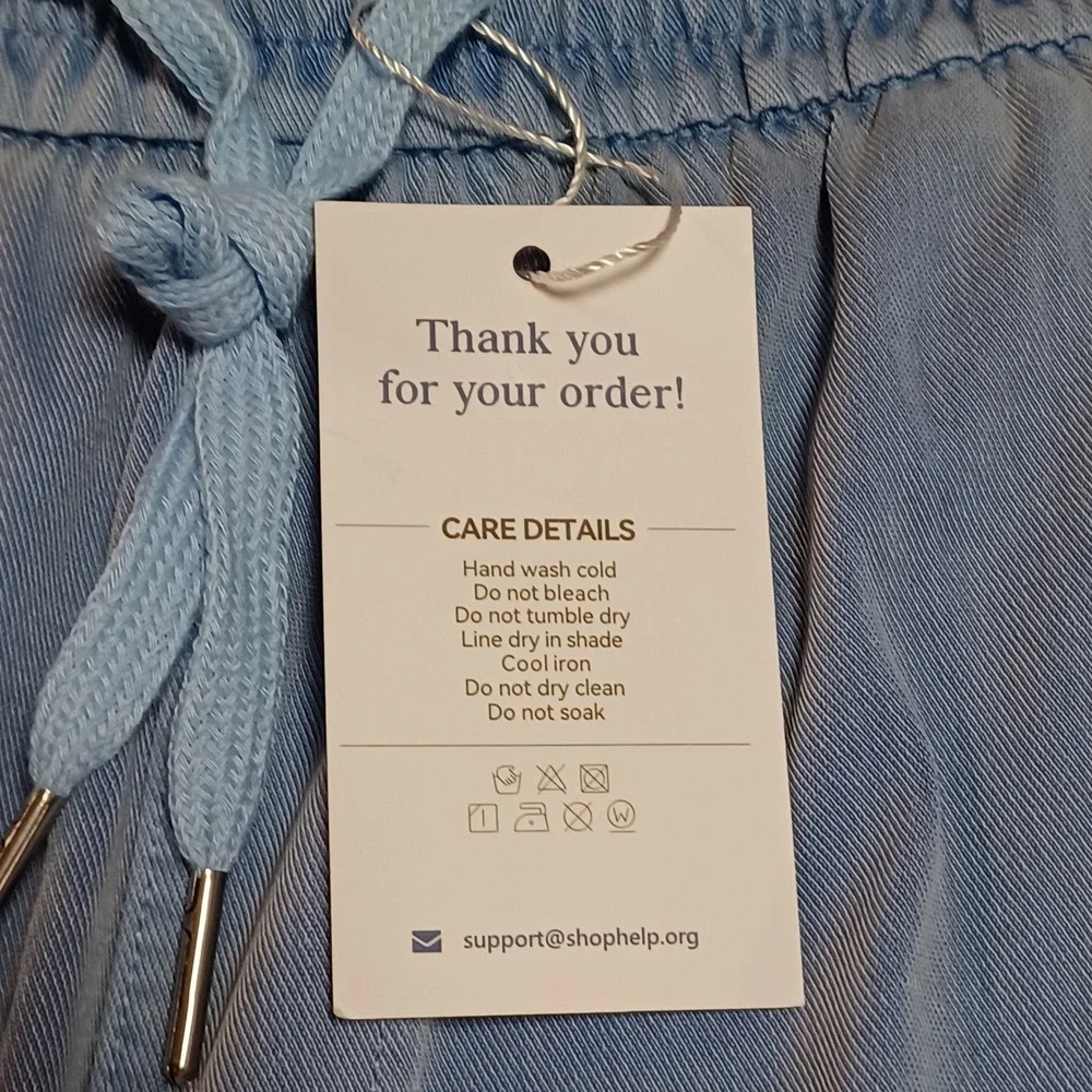 Comfijeans Jogger Pants Womens 28 Light Blue Elastic Waist Drawstring Casual New